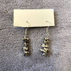 Handmade Dalmatian Stone Crystal Chip Earrings
